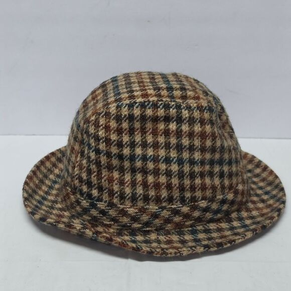 Vintage 50s L.L. Bean Freeport ME Wool Plaid Fedora Hat LL Bean Unisex Sz 7 1/8